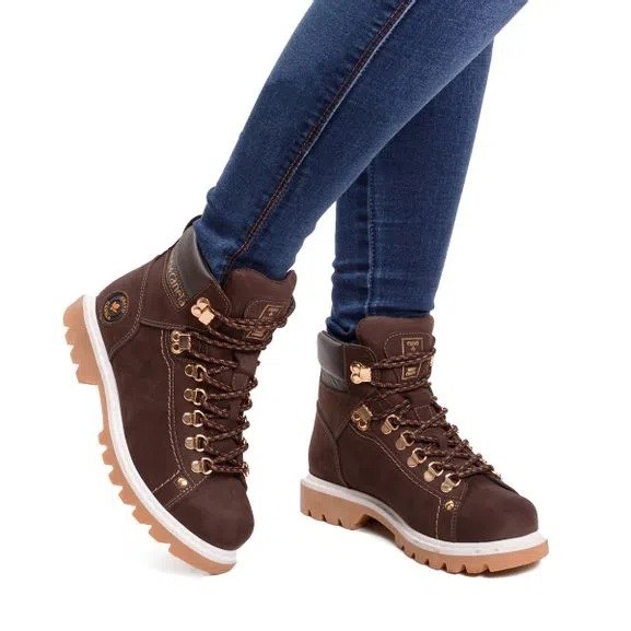 Bota coturno cravo e canela rodeo brush café feminina
