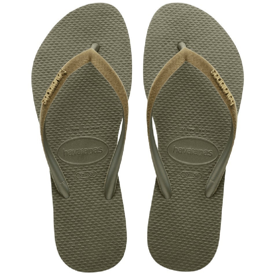 Chinelo havaianas slim velvet verde musgo feminino