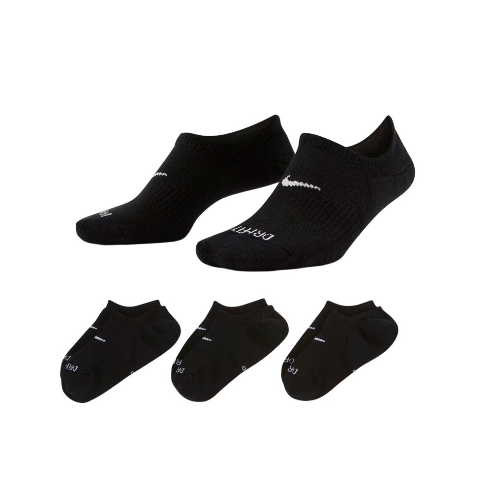 MEIA NIKE EVERYDAY PLUS CUSH FOOTIE 3 PARES PRETA