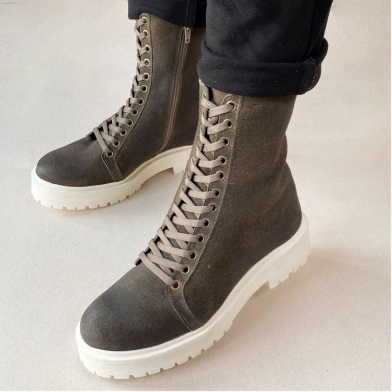 Boot via paula plataforma verde feminina :: Amil Calçados