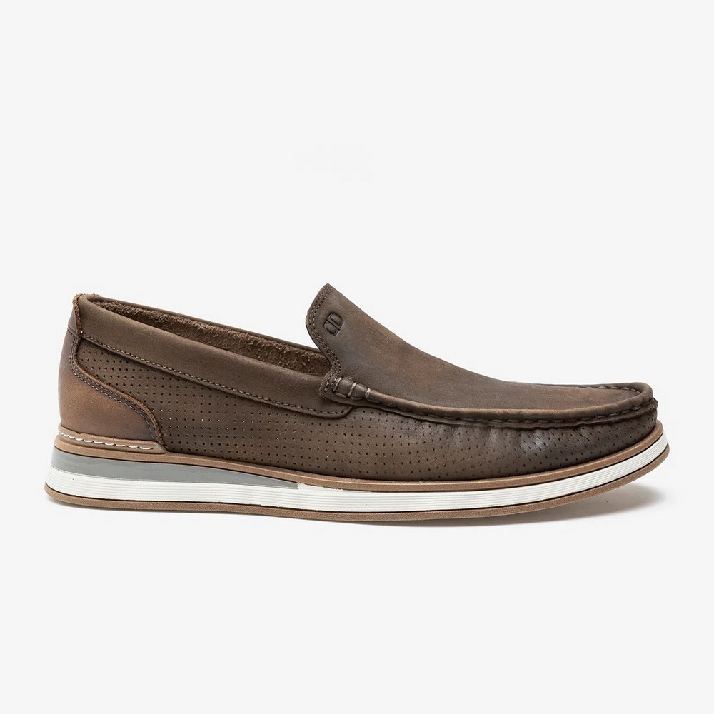 MOCASSIM DEMOCRATA DENIM FLOW BEGE MASCULINO