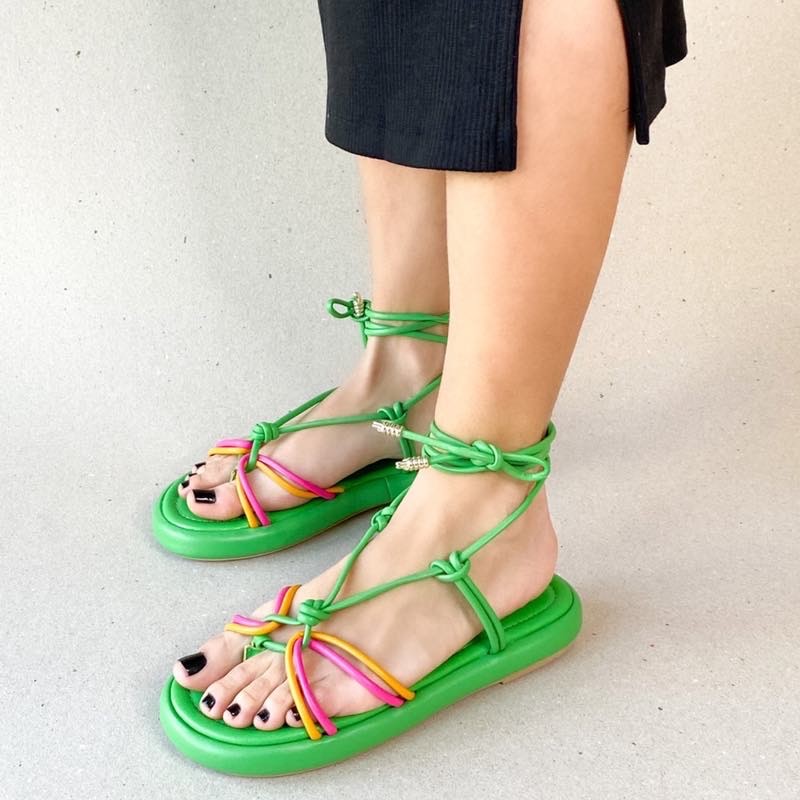 SANDÁLIA FLATFORM OFFLINE TIRAS NÓ VERDE FEMININA