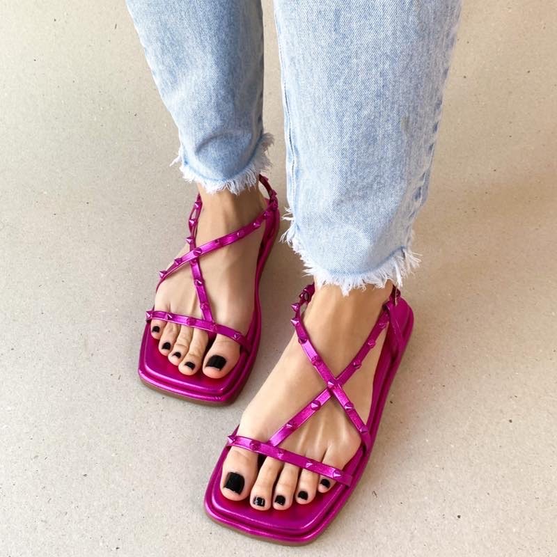 SANDÁLIA RASTEIRA ZABUMBA SPIKE ROSA FEMININA