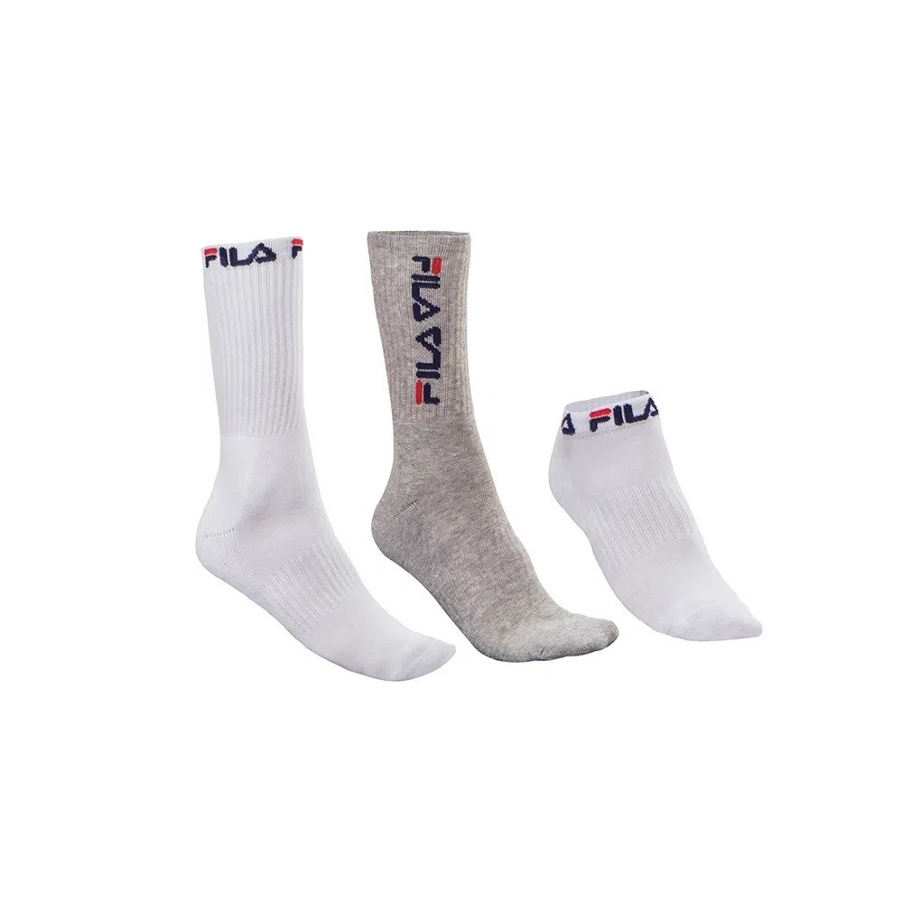MEIA FILA MIX 3 PARES BRANCA E CINZA