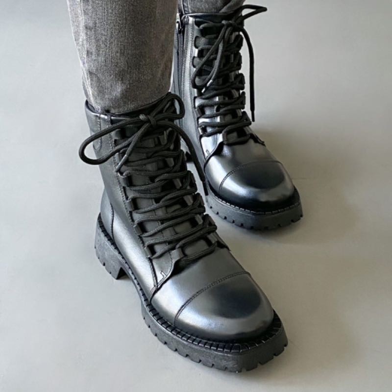 BOOT PELE NATURAL CORDÃO PRETA FEMININA