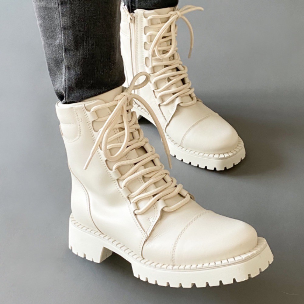 BOOT PELE NATURAL CORDÃO MARFIM FEMININA