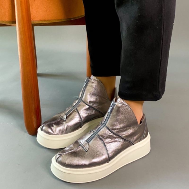 TÊNIS RIO DE LUZ FLATFORM ZíPER PRATA VELHO FEMININO