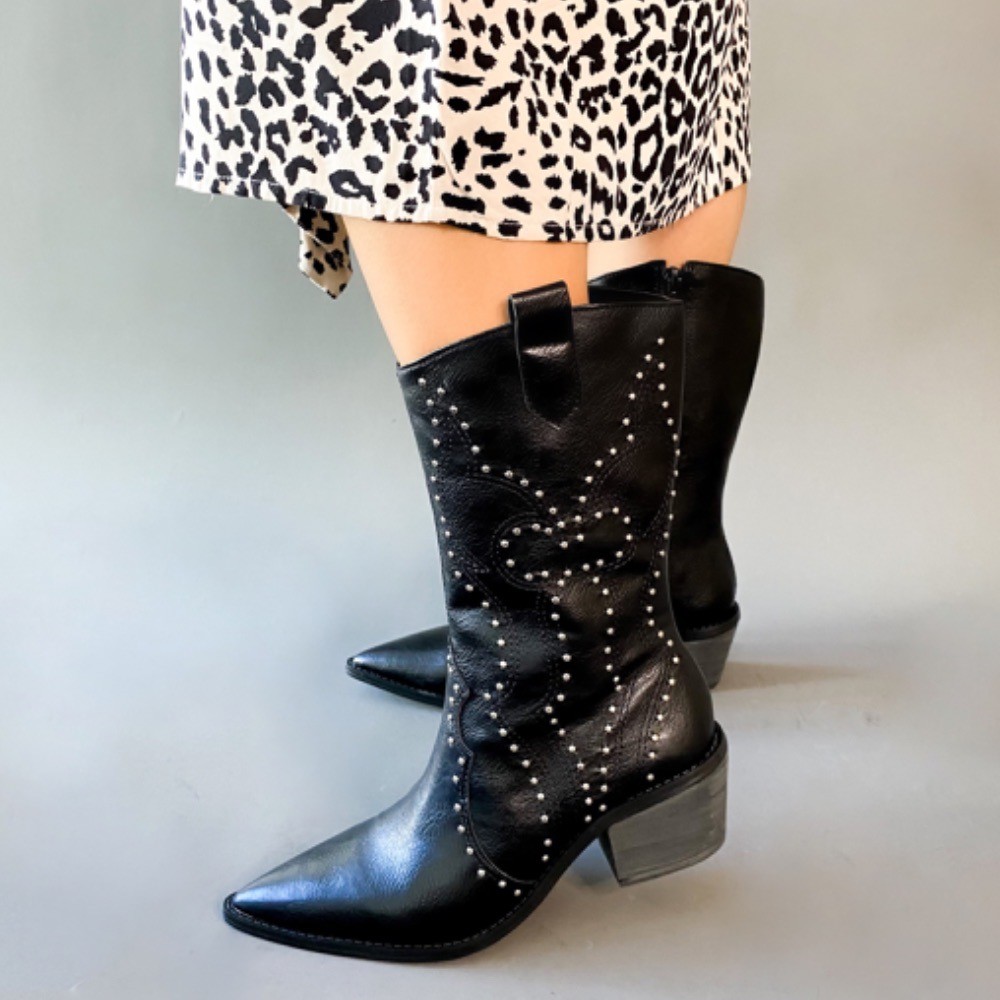 BOTA SUZANA SANTOS COUNTRY/HOTFIX PRETA FEMININA