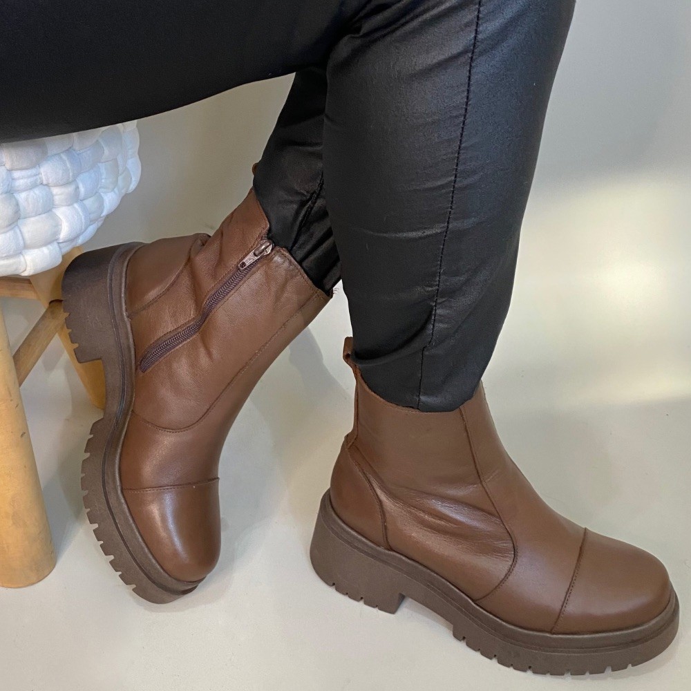 BOOT BALATORE ZíPER TABACO FEMININA