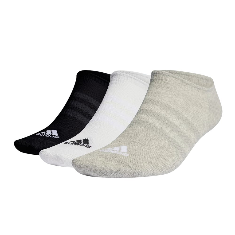 MEIA ADIDAS SPORTSWEAR 3 PARES NO SHOW BRANCA, PRETO E CINZA