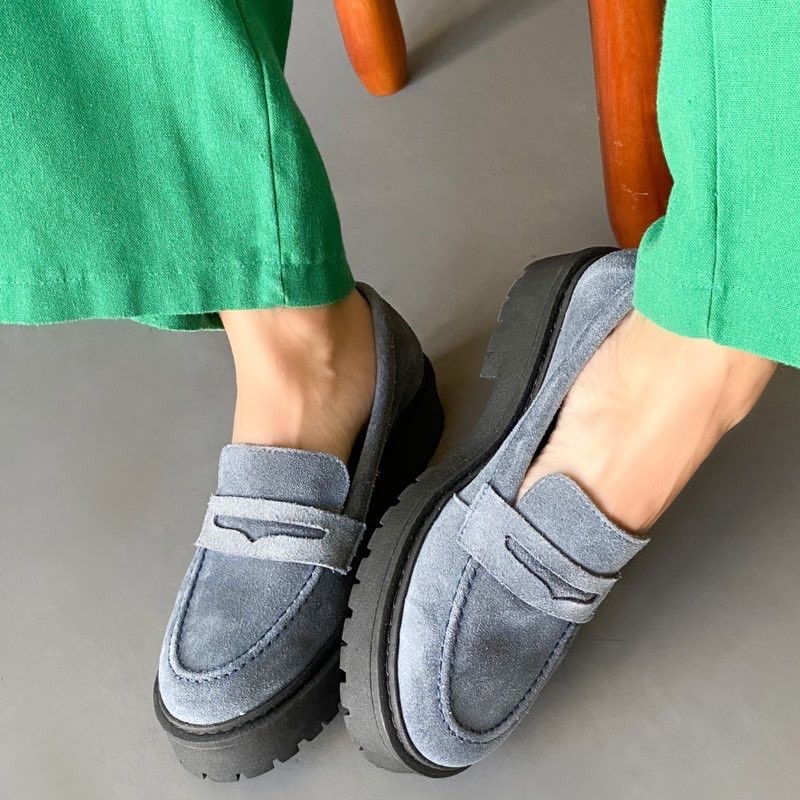 MOCASSIM VIA PAULA CARA DE GATO AZUL FEMININO