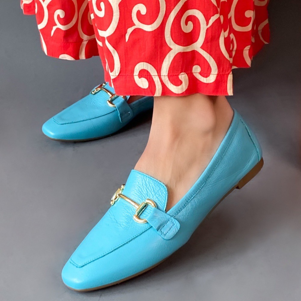 MOCASSIM SANTA FLOR LOAFER FIVELA AZUL CLARO FEMININO