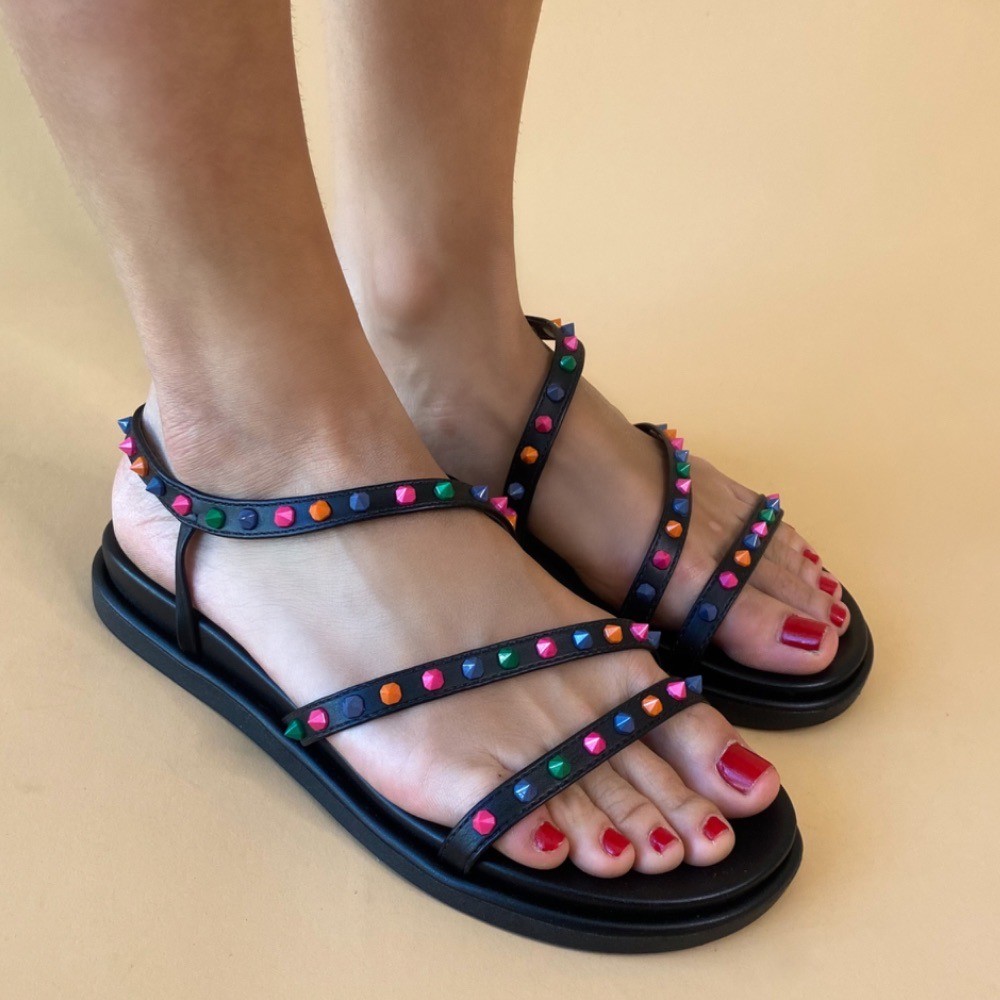 SANDÁLIA RASTEIRA ZABUMBA BIRKEN SPIKE COLORIDA FEMININA