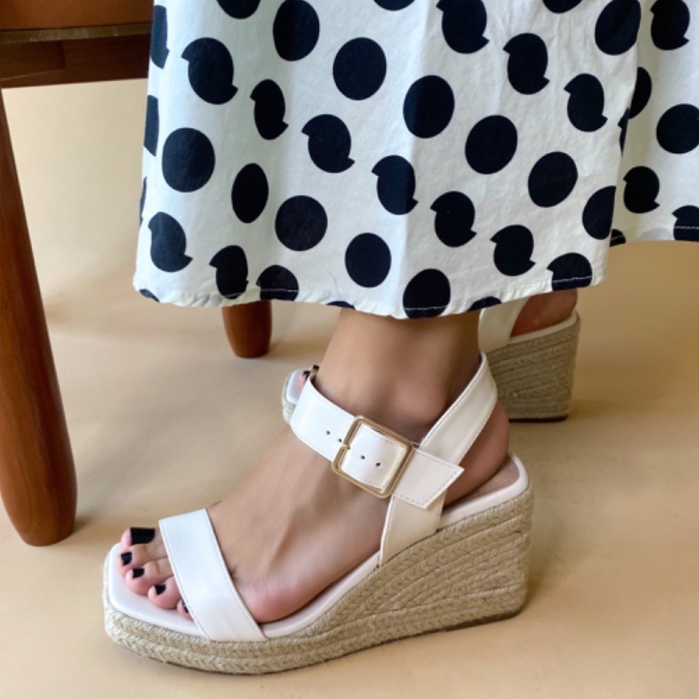 SANDÁLIA ANABELA OFFLINE ESPADRILLE MARFIM FEMININA