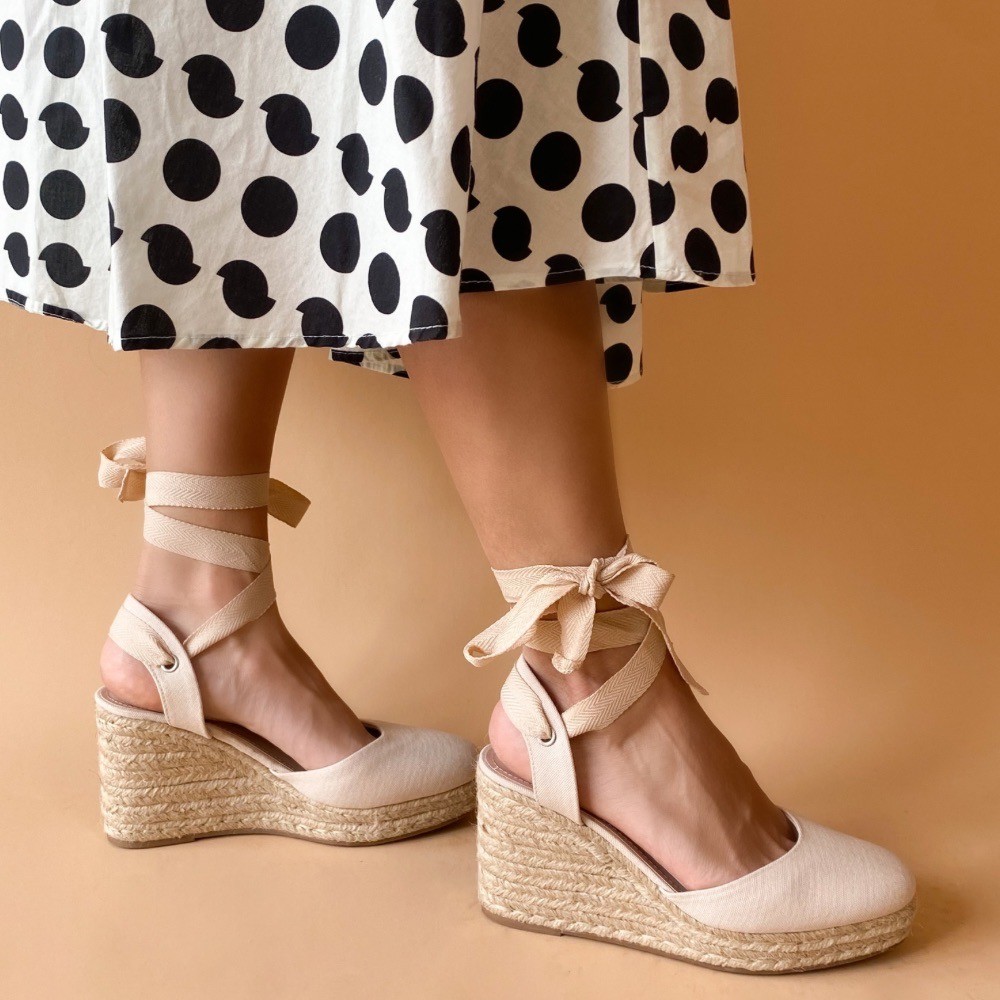 SANDÁLIA ANABELA LIA LINE ESPADRILLE CRU FEMININA