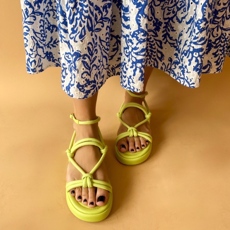 SANDÁLIA FLATFORM OFFLINE ROLOTÊ VERDE CLARO FEMININA
