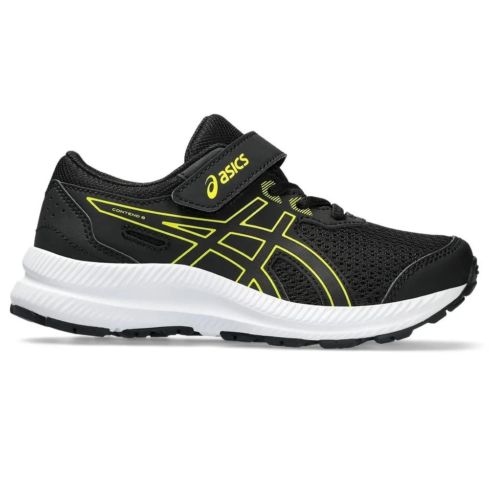 Tênis asics contend ps preto com amarelo juvenil :: Amil Calçados