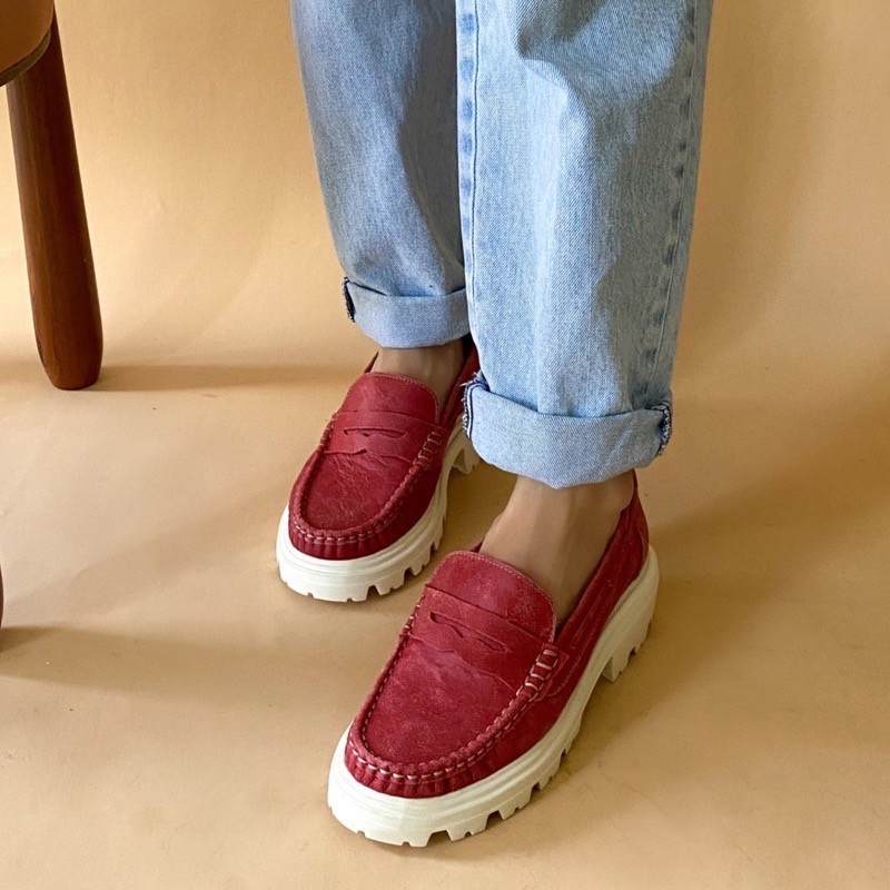 MOCASSIM RIO DE LUZ PELICA DE CABRA VERMELHO FEMININO