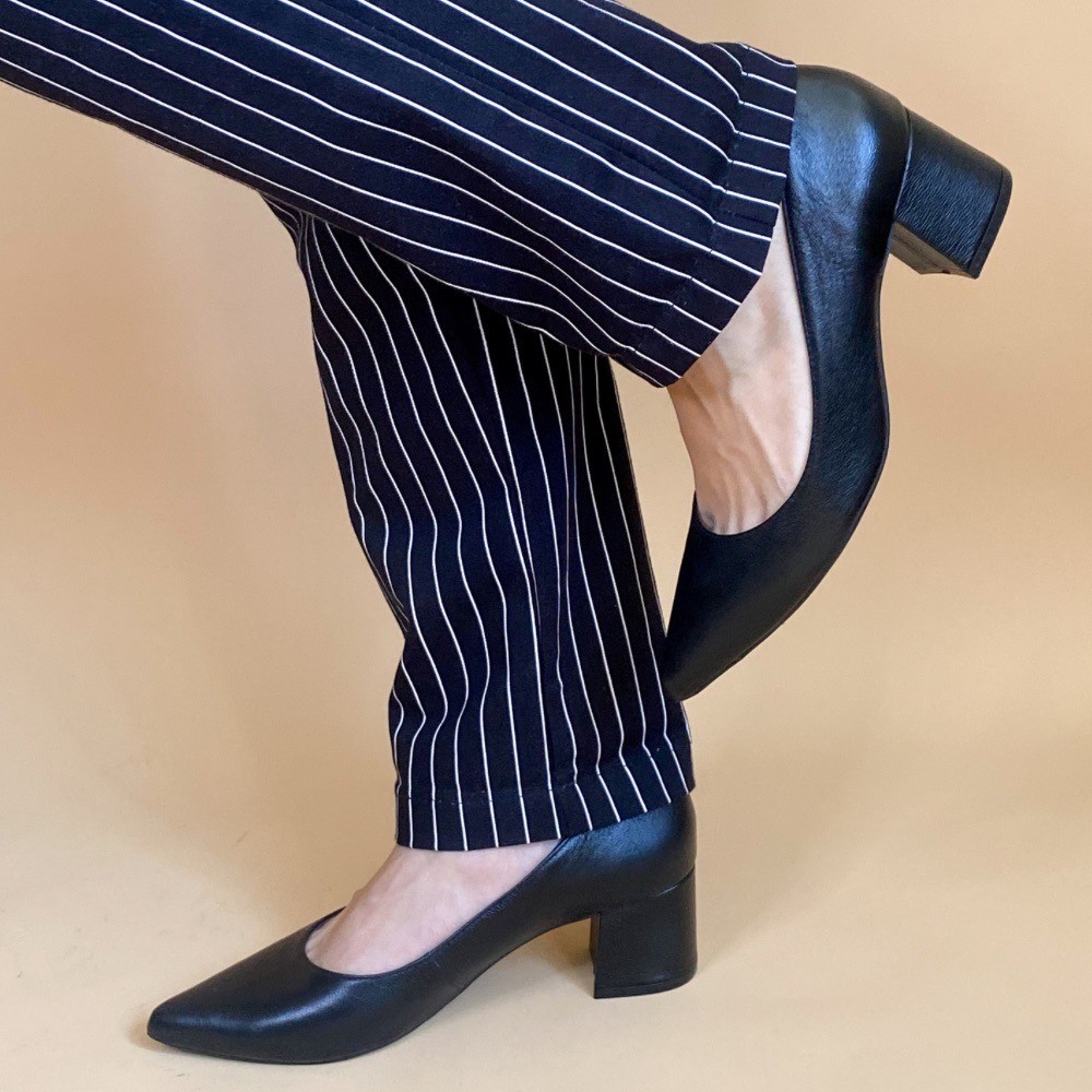 SCARPIN SANTA FLOR SALTO BLOCO PRETO FEMININO
