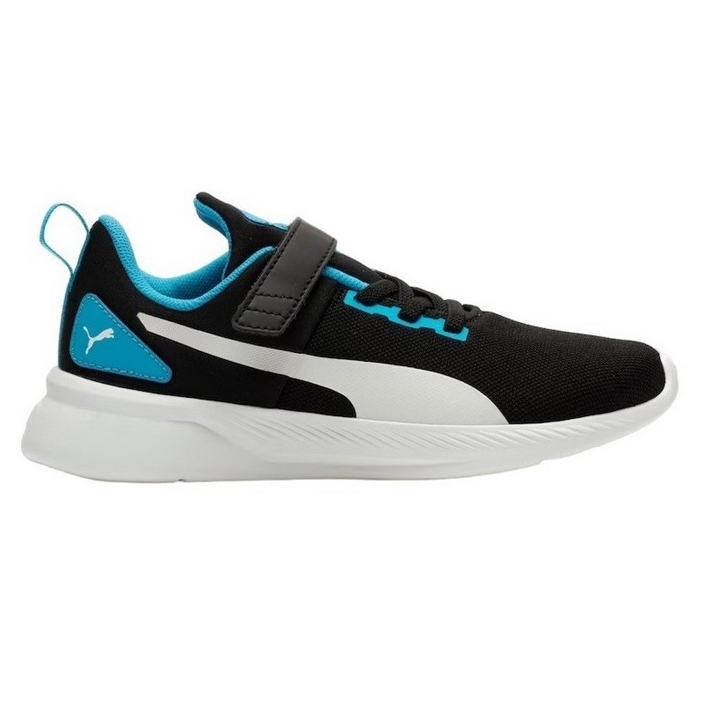 TÊNIS PUMA FLYER RUNNER MESH V PS PRETO COM AZUL JUVENIL