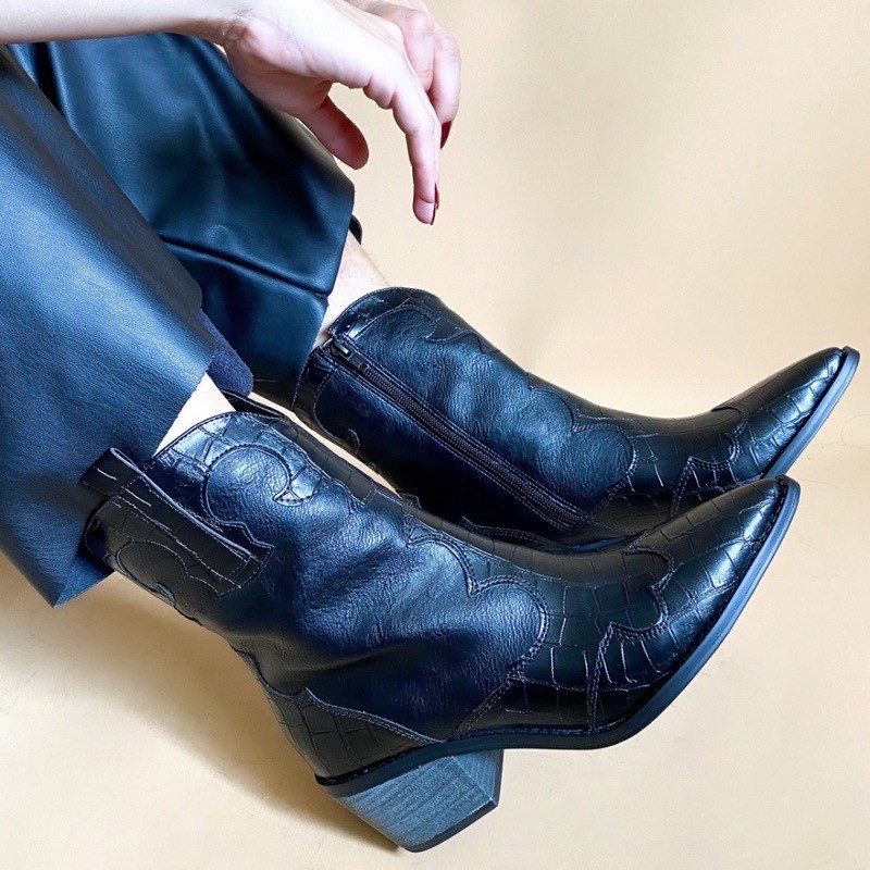 BOTA SUZANA SANTOS WESTERN PRETA FEMININA