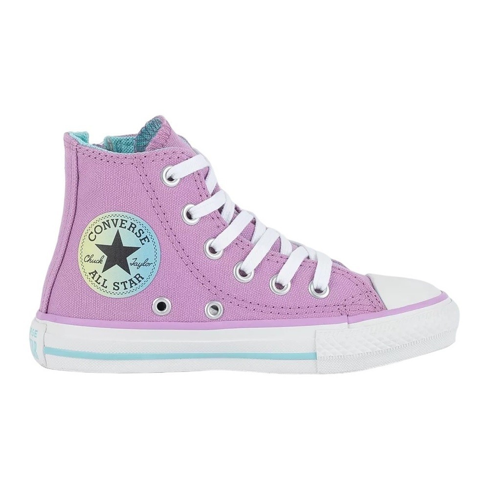 TÊNIS CONVERSE ALL STAR CHUCK TAYLOR HI SIDE ZIP ROXO JUVENIL