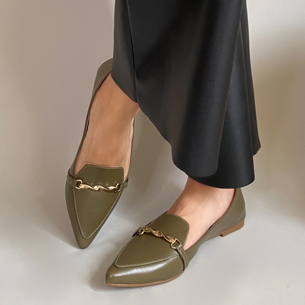 SAPATILHA SANTA FLOR BICO FINO VERDE ESCURO FEMININA