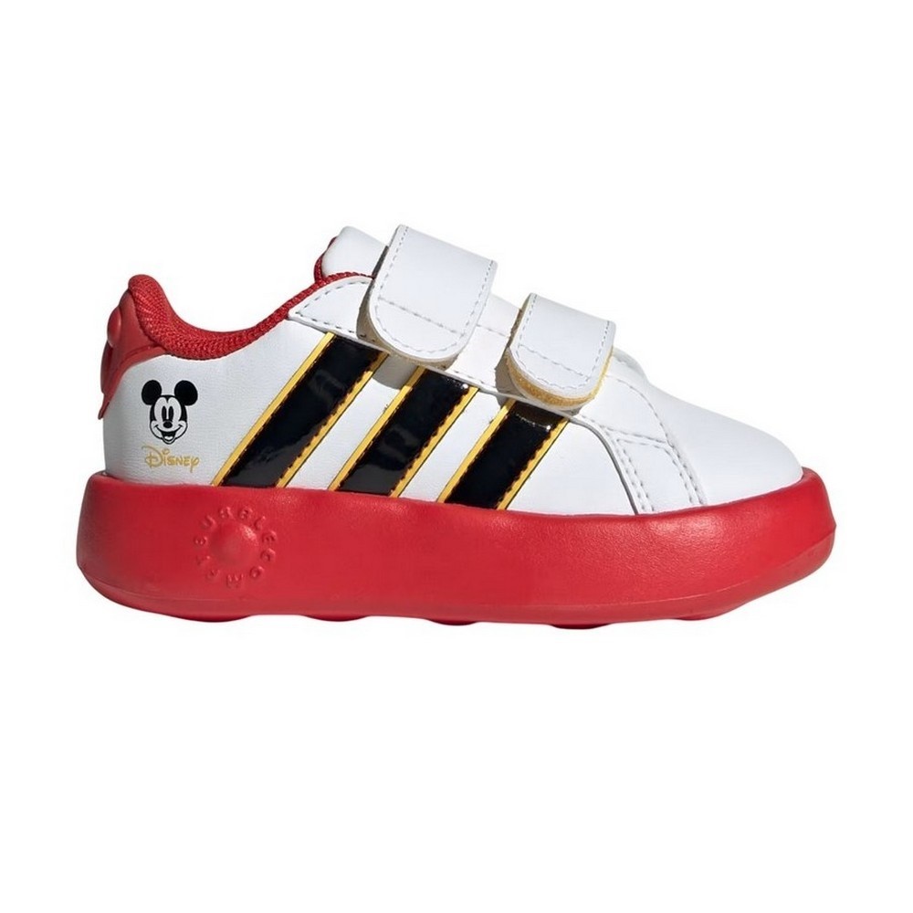 TÊNIS ADIDAS GRAND COURT MICKEY BRANCO COM VERMELHO INFANTIL