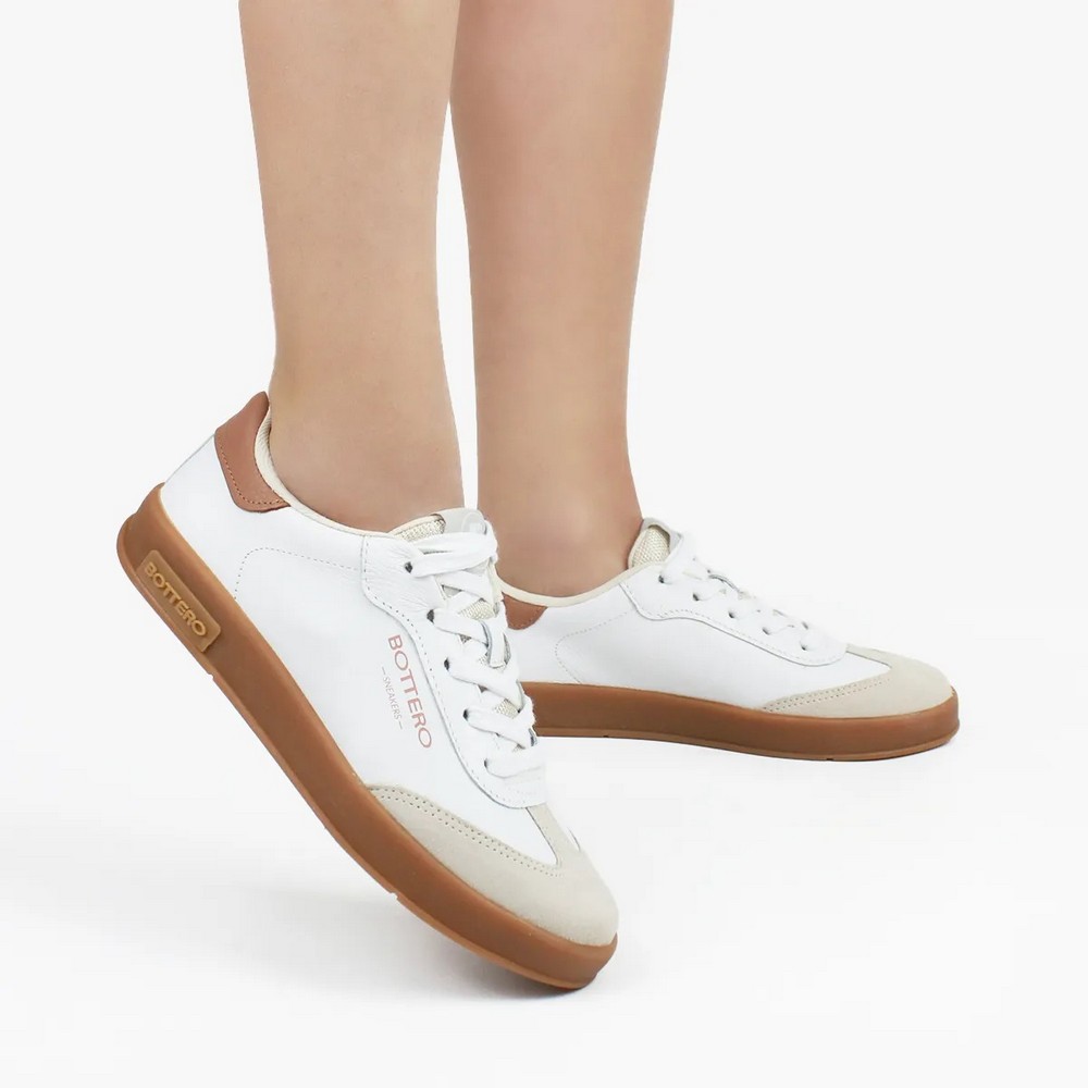 TÊNIS BOTTERO COURO/CAMURÇA BRANCO COM MARFIM FEMININO
