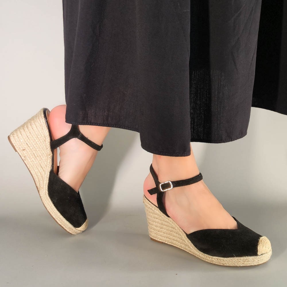 SANDÁLIA SANTA FLOR ESPADRILLE PRETA FEMININA