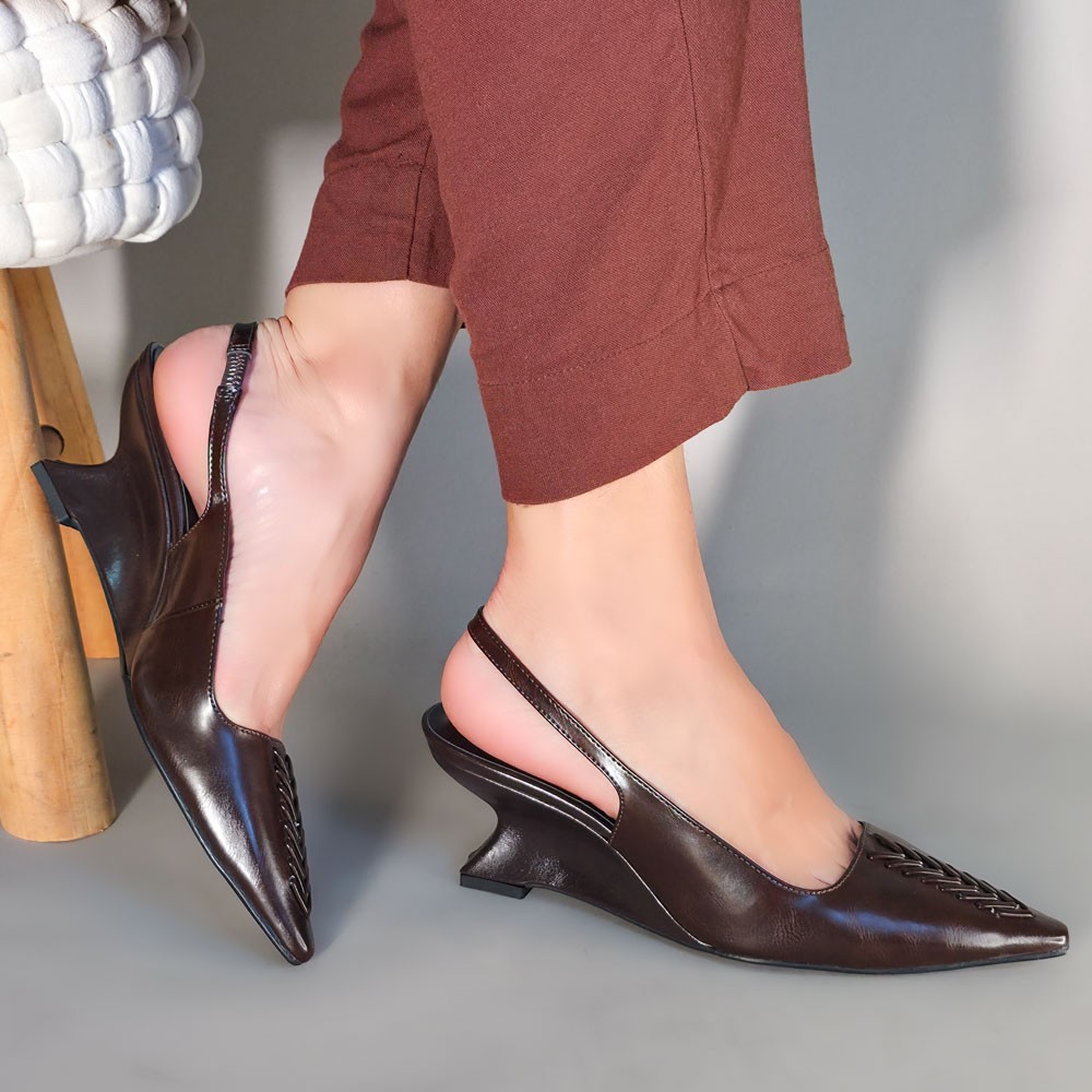 SCARPIN ANABELA ZABUMBA SLINGBACK MARROM FEMININO