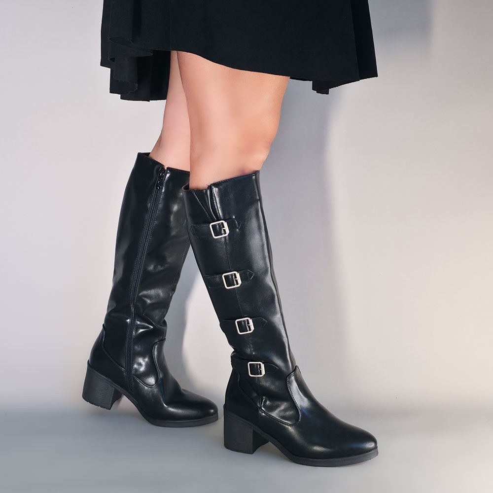 BOTA MOONCITY FIVELAS PRETA FEMININA