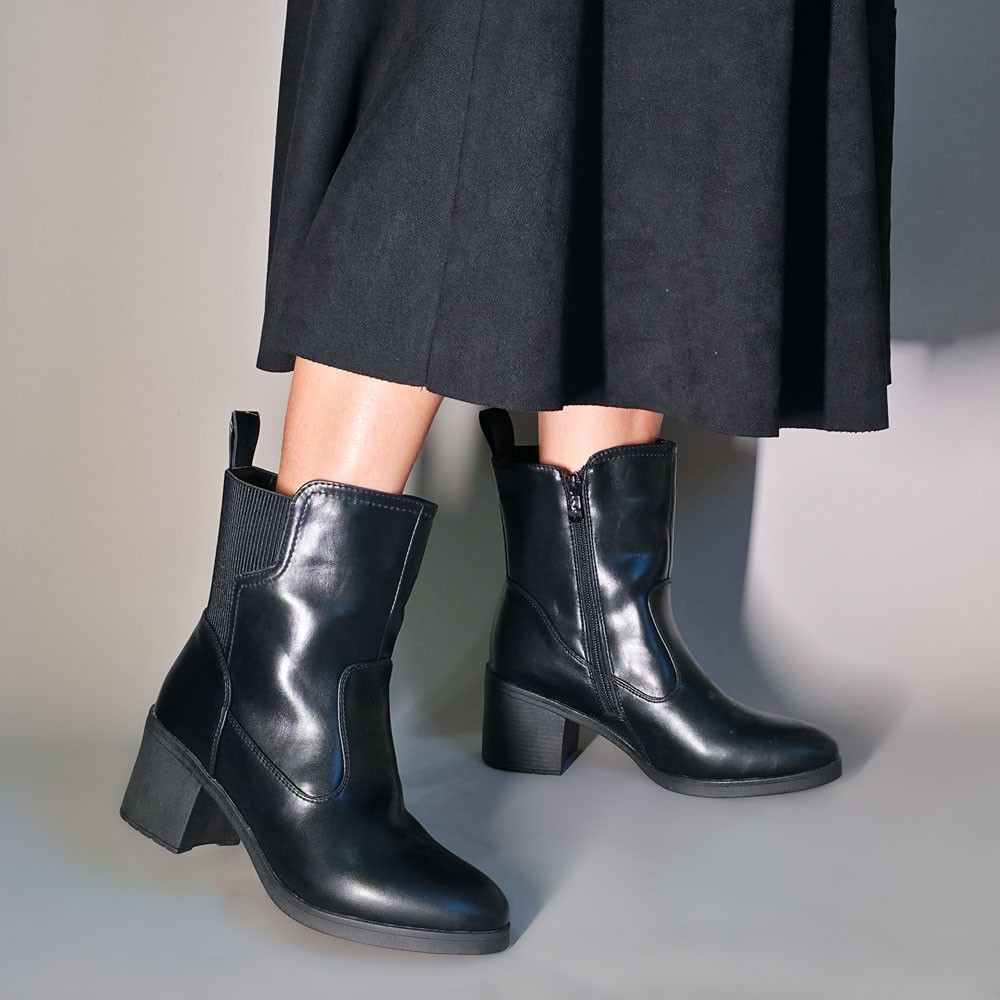 BOTA MOONCITY ELÁSTICO PRETA FEMININA