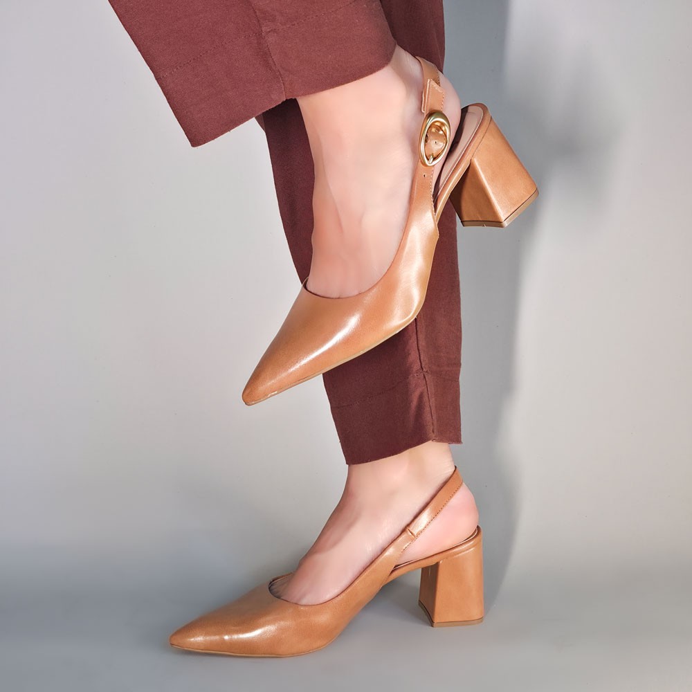 SCARPIN OFFLINE SLINGBACK CARAMELO FEMININO