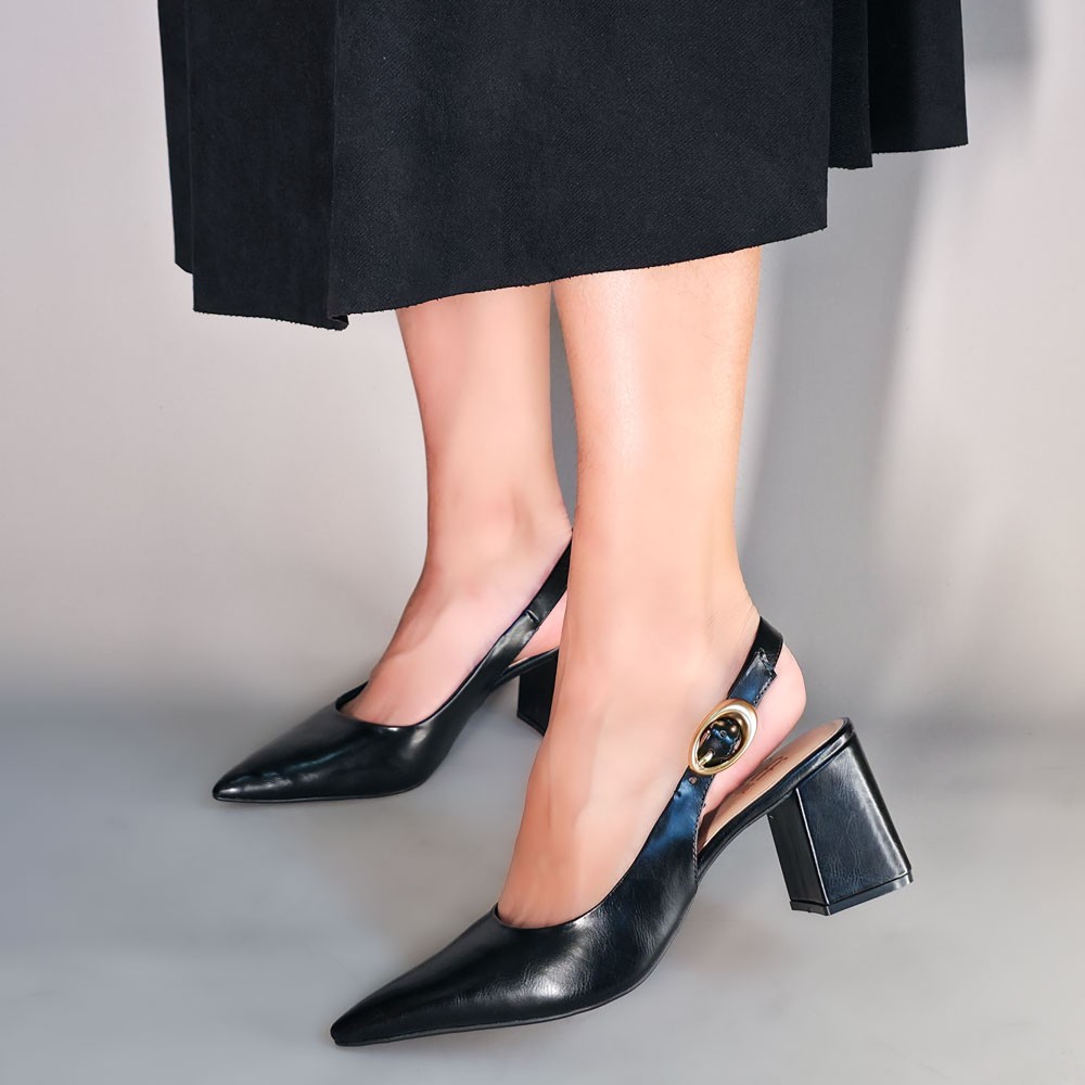SCARPIN OFFLINE SLINGBACK PRETO FEMININO