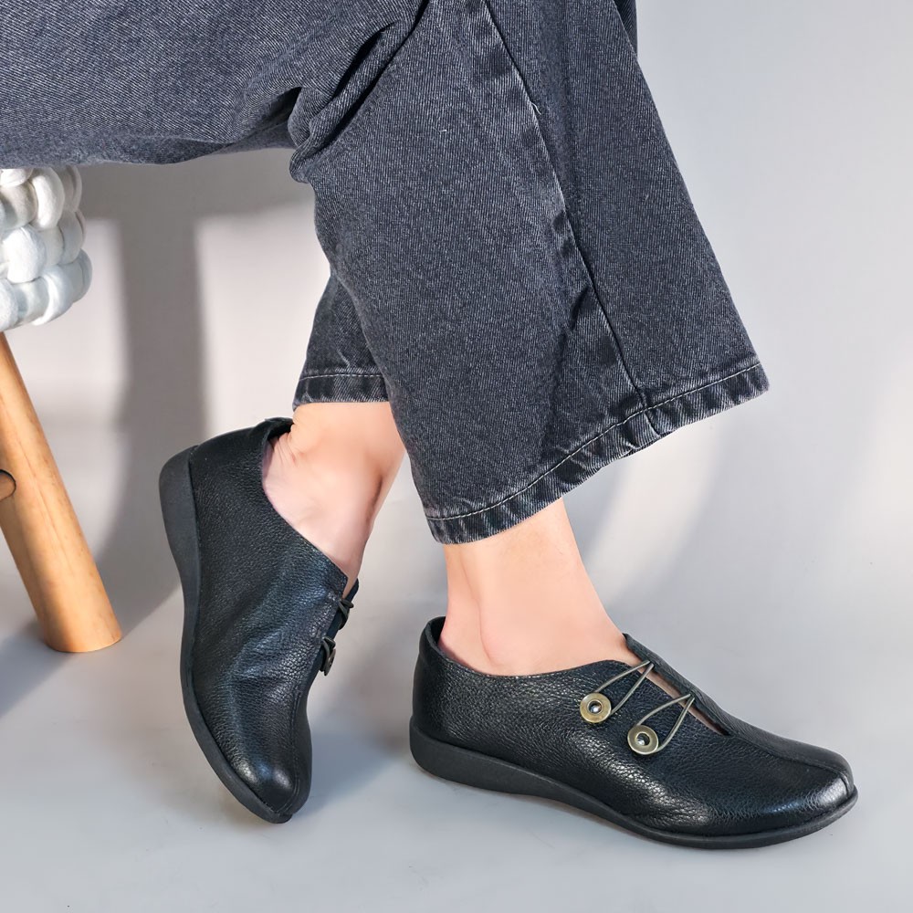 SAPATO AYE-AYE ELÁSTICO/BOTÃO PRETO FEMININO