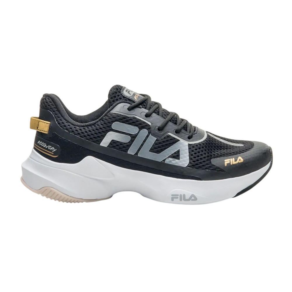 TÊNIS FILA RECOVERY PRETO COM CINZA FEMININO