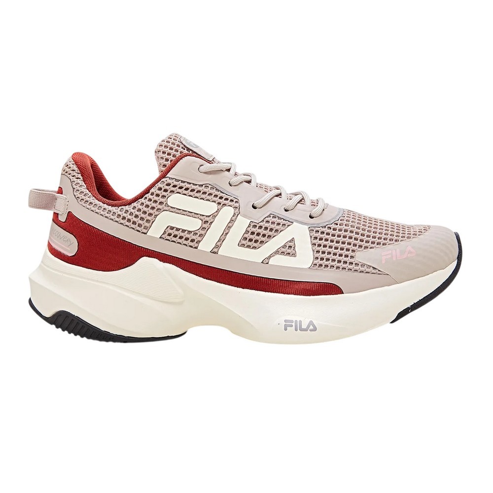 TÊNIS FILA RECOVERY BEGE COM VERMELHO FEMININO