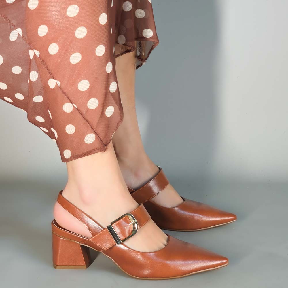 SCARPIN BEBECÊ SLINGBACK FIVELA CARAMELO FEMININO