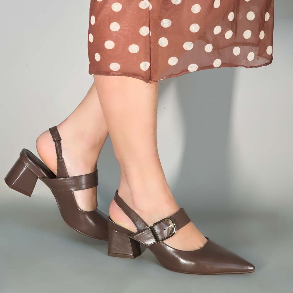 SCARPIN BEBECÊ SLINGBACK FIVELA CAFÉ FEMININO